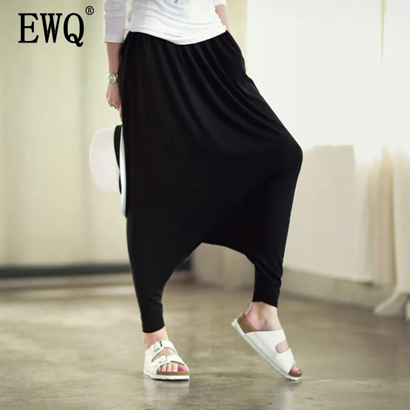 [EWQ] 2019 New Spring Autumn Women Elastic Mid Waist Loose
