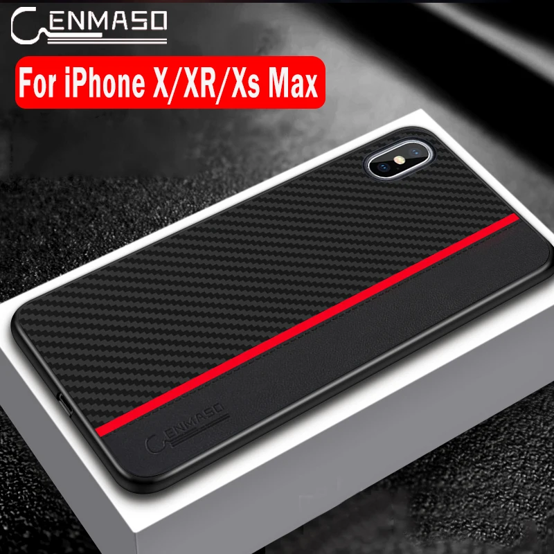 

For IPhone Xs Max Case Original CENMASO Fiber Leather Protection Back Cover for IPhone X Case Ultra Thin for IPhone XR Case Capa