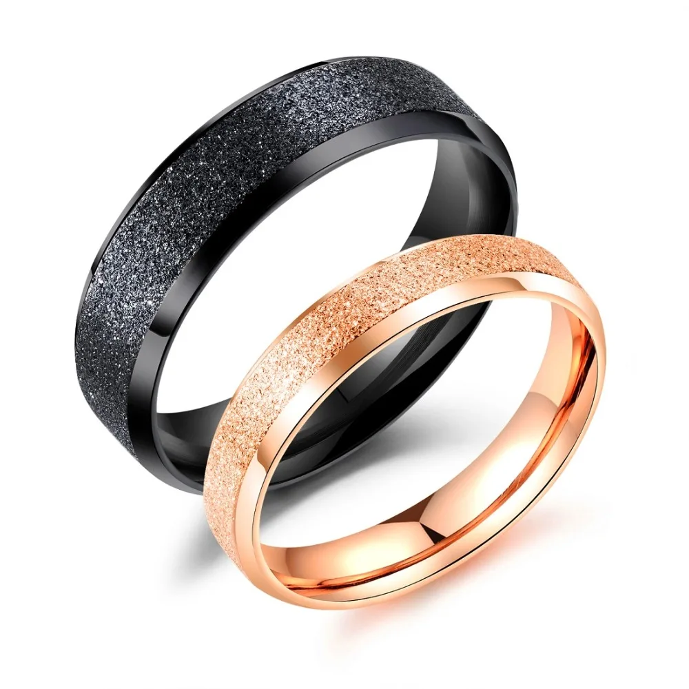 

FATE LOVE Fashion Jewelry Black Rose Gold Color Frosted Couples Rings for Lover Male Female Women Men US size 4 5 6 7 8 9 10 11
