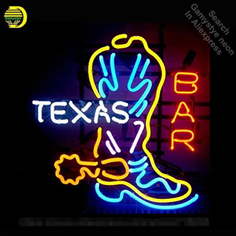 Texas Boot неоновая вывеска Ресторан неоновый сигнал лампы неоновые огни знак Пользовательский логотип стеклянная трубка ручной работы Знаковый знак дисплей свет