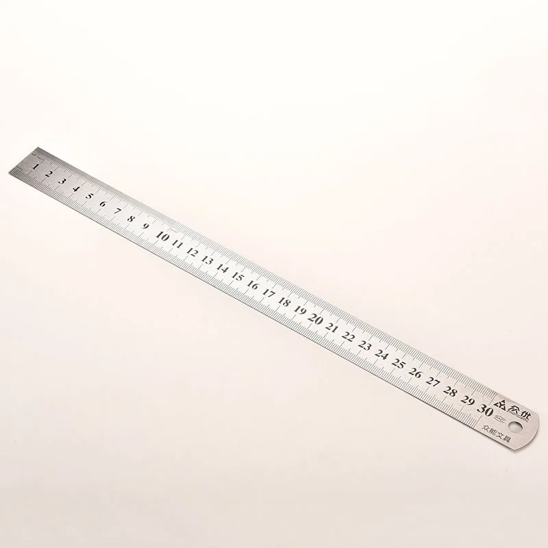 30 см Нержавеющая сталь линейка прямая двухсторонний Металл Rulers измерительные инструменты канцелярский школьный офисный аксессуары поставок