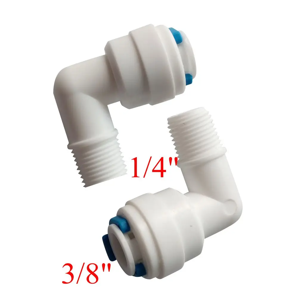 2pcs 3/8" OD 1/4" BSP Male Elbow Quick Connector RO Water Purifier Reverse Osmosis Aquarium System Fitting ROME-2-3 |