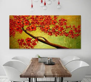 

Abstract Landscape Tree Painting on Canvas Heavy Texture Thick Oil and Acrylic Paint Red Greens