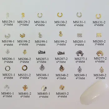 

100pcs/bag Silver/Gold Circle U-shape Cross Bitch-Shape non-adhesive Soft Metal Sticker Nail Art Decoration