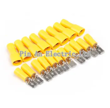 

100PCS 12-10AWG yellow Insulated Spade Crimp Wire Cable Connector Splice Terminal Male/Female Kit Insulated Spade Connectors