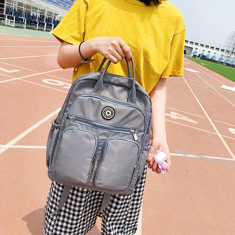 Женская сумка, водонепроницаемый рюкзак, дорожная сумка, Женская Большая вместительная брендовая сумка, сумка для девочек, модная сумка Mochila Feminina Escolar - Цвет: Серый