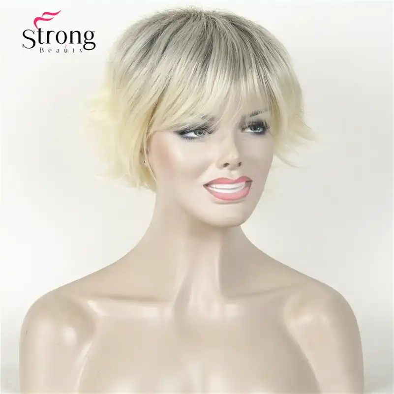 Korotkij Blond S Temnymi Kornyami Ombre Flip Polnyj Sinteticheskij Parik Zhenskie Pariki Blonde With Dark Roots Blonde Wig With Rootsblonde Dark Roots Aliekspress