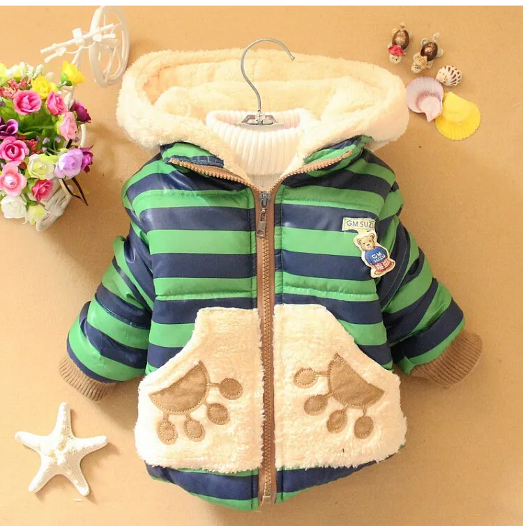 Baby Boys Jackets Children Clothing Boys Fashion Jacket Cartton Bear Tops Coat Winter Kids Warm Cotton Outerwear Baby Clothes