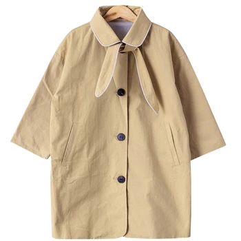 

DZIECKO Baby Girls Trench Coat Spring Kids Long Sleeve Jackets With Scarf Kids Outerwear Solid Baby Girls Outerwear Trench
