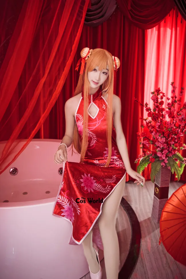 SAO ALO GGO Sword Art Online Yuuki Asuna платье Ципао без рукавов униформа наряд аниме костюмы для