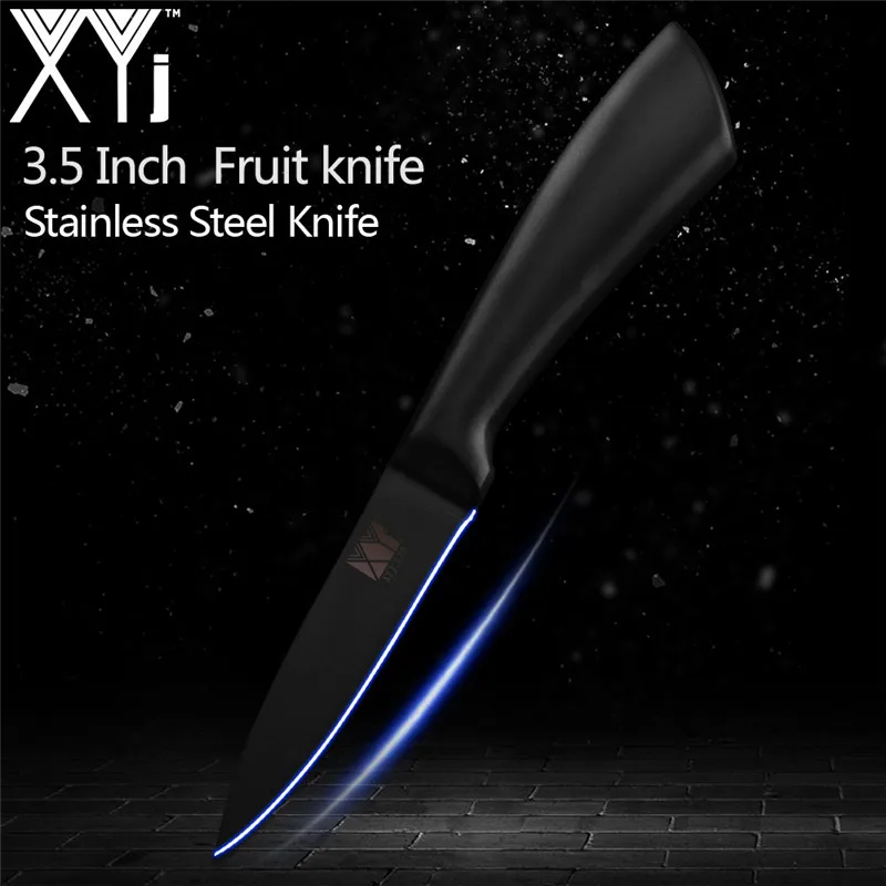 XYj модный дизайн кухонные ножи из нержавеющей стали с черной ручкой лезвие поварский нож сантоку японские столовые приборы 3Cr13 стальной нож горячая распродажа - Цвет: 3.5 inch paring