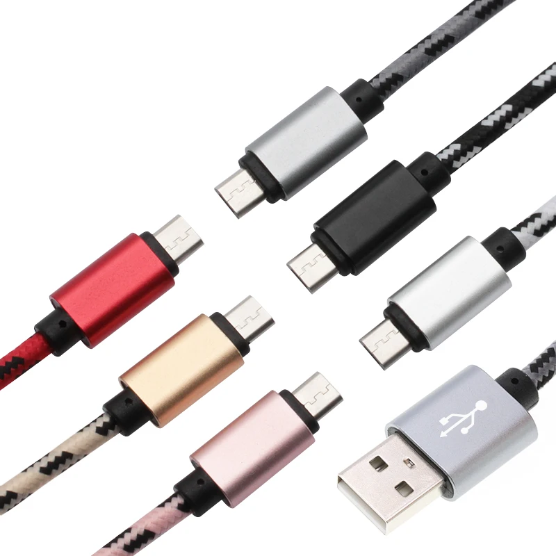 

Wholesale 3M Nylon Micro USB Cable Fast Charging Mobile Phone Data cord for Sumsung Xiaomi LG HTC Huawei Android nokia 100pcs