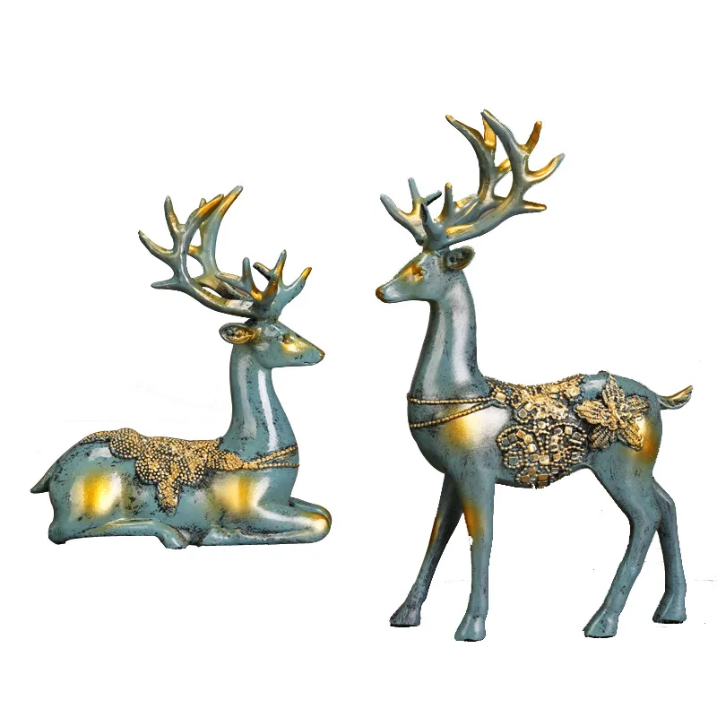 

Nordic style large decorazioni casa resina arts Imitation bronze Lovers' elk Desktop Model and crafts Wedding Gift dropshipping
