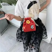 Новая женская сумка-мешок на шнурке с цветочным декором, сумки-мессенджеры для детей, девочек, повседневные Мини льняные сумки через плечо