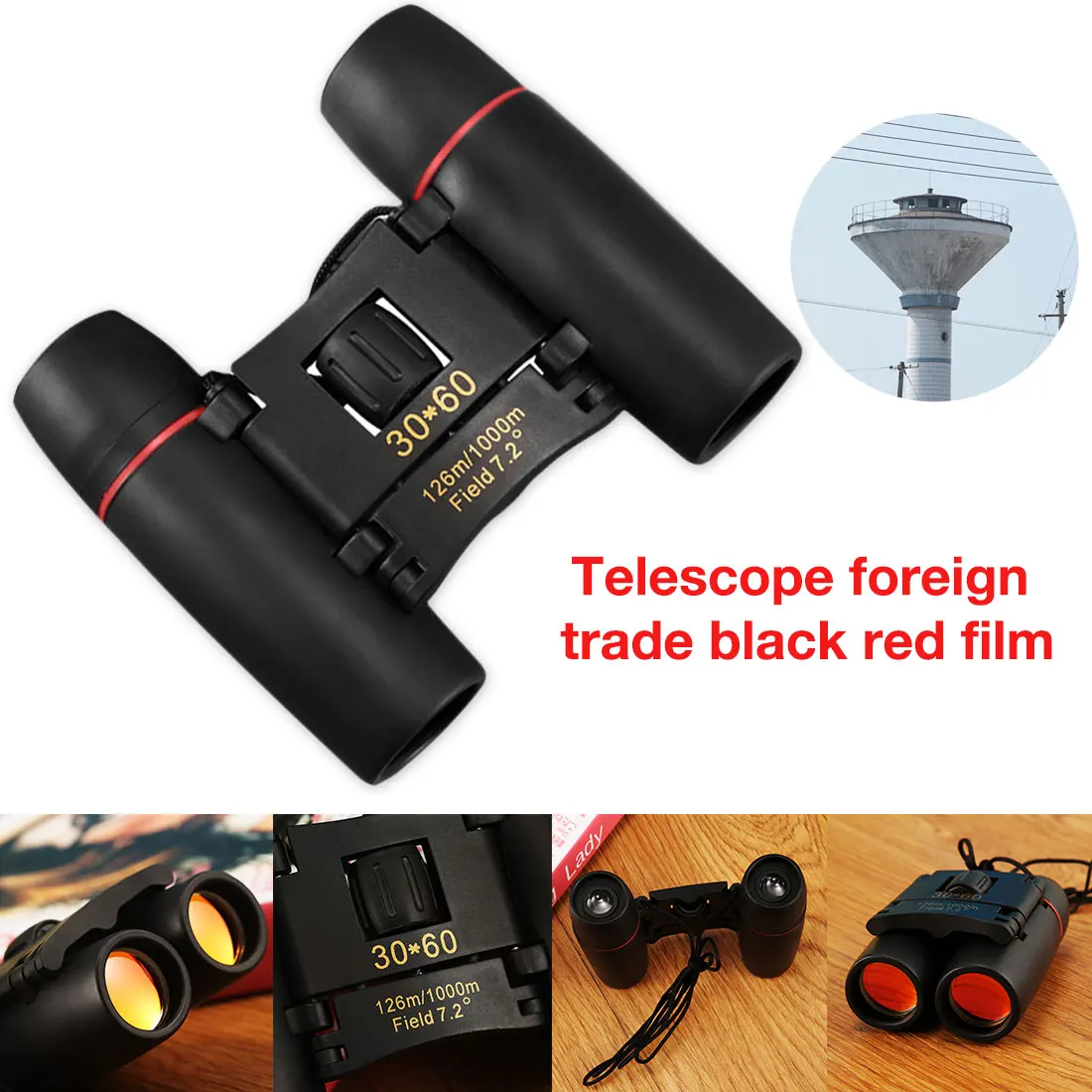 

Mini Binocular 30X60 HD Vision Wide-angle Prism Folding Binocular Outdoor Professional Hunting Telescope for Travel Concert