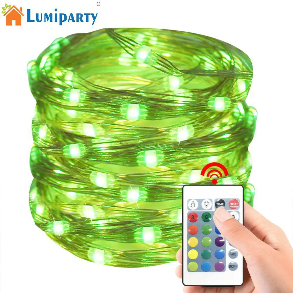 

LumiParty 5M/10M LED RGB 4-wire USB or Battery Charging 24 Keys Remote Controller Copper Wire Lamp String 8 Modes String Light