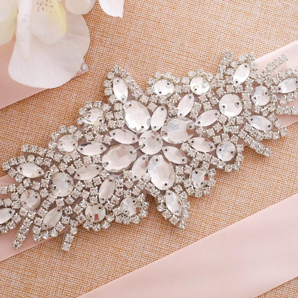 Bridal Waistband Beads Bridal Belt Sash Crystal Wedding Sash Rhinestones Wedding Belt Rose Gold For Women Evening Dresses