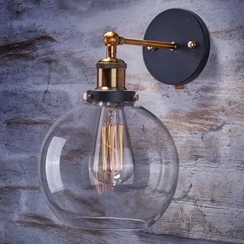 60W Industrial Wall Sconce, Loft Retro Wall Lamp Vintage Fixtures With Glass Lampshade Lamparas De Pared Arandelas loft style vintage wall sconces indoor mirror wall light fixtures industrial wall lamp for home lighting lamparas de pared