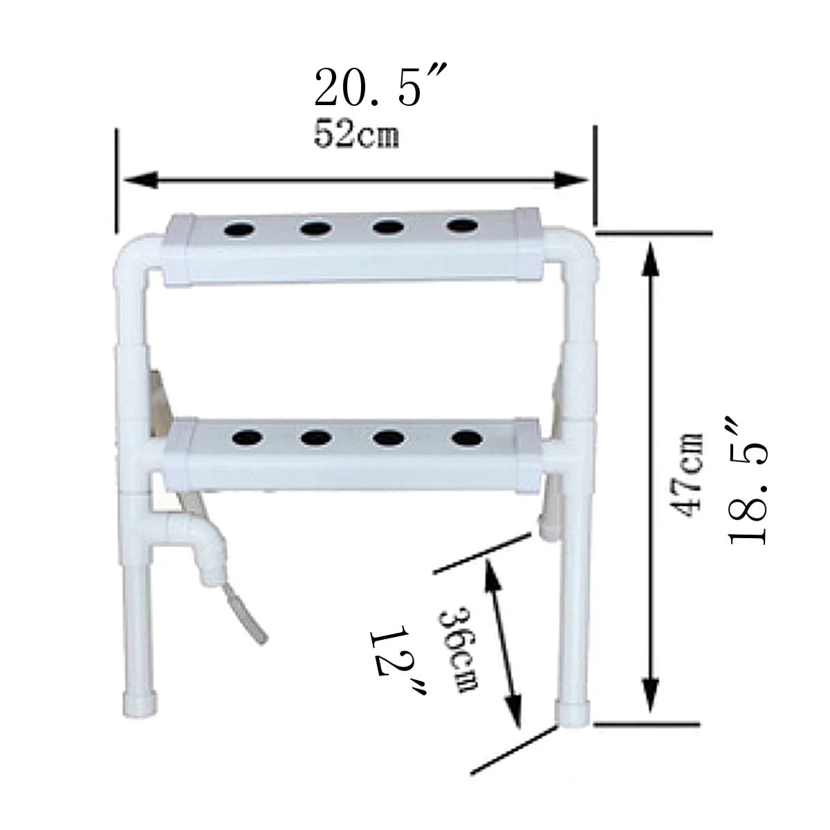 White 2 Layers Hydroponic Grow Kit Plastic 8 Sites Ebb & Flow Deep Water Culture Nursery Pot Garden System Hydroponic Rack