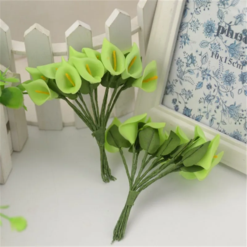 144 шт/партия маленькие каллы, лилии PE искусственные цветы из пены Искусственные цветы украшения дома многоцветный ручной работы DIY Скрапбукинг - Цвет: Green