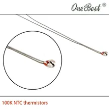 10Pcs lot 3D printer thermistor NTC 100K single ended glass sealed 100K Ohm precision of 1