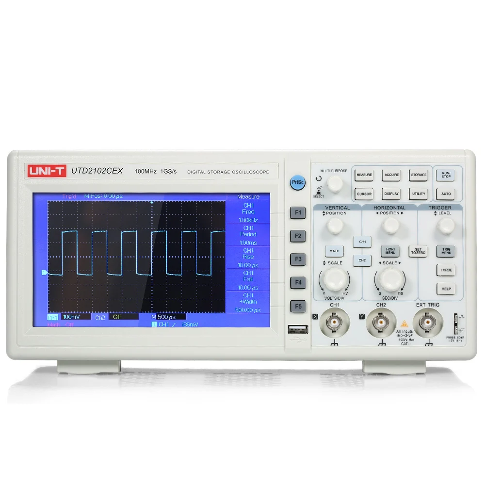 

UNI-T UTD2102CEX Oscilloscope Oscillometer Digital Storage Oscilloscope 2CH 100MHz 1GS/s 7" TFT Display