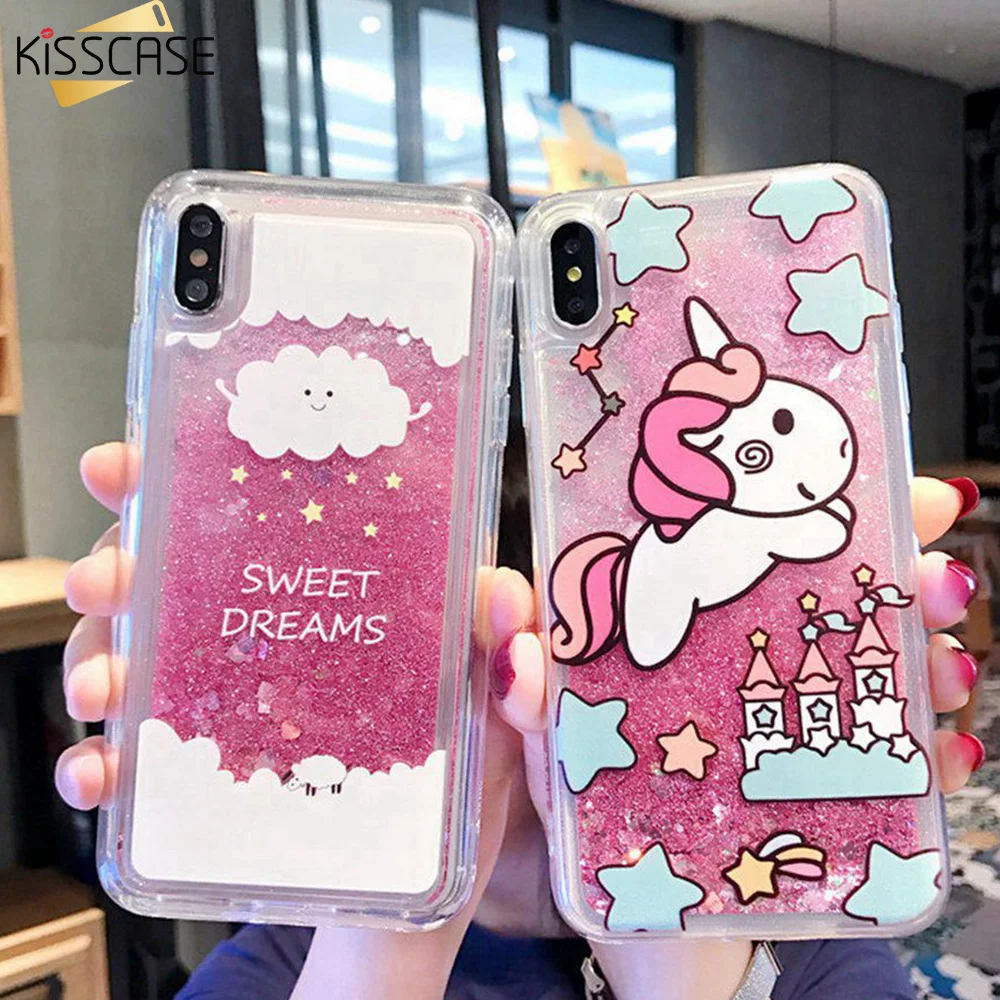 KISSCASE Quicksand Liquid Phone Case for Huawei Mate 10 20 Lite Nova 2i Pink Cute Girly Glitter For P30/20/10 Honor |