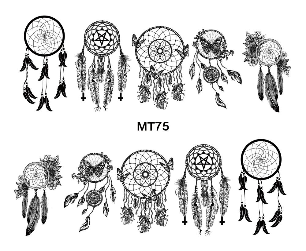 Art Nail MT75 Full Cover Indian Dream Catcher Nail Art Water Sticker Decal For Tattoo Tips DIY Tool