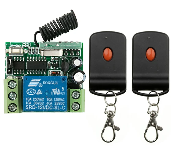

DC12V 1CH 10A RF Wireless Remote Control Switch System 2 transmitter & 1 receiver relay Receiver Smart Home Switch/lamp/ window