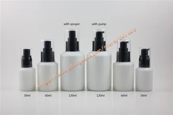 

30ml 60ml 125ml Natural white glass bottle with pump/sprayer,for lotion/perfume/essential oli/moisturizer/facial water