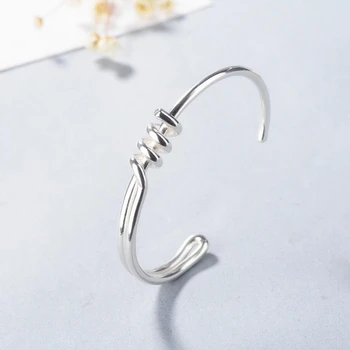 

Sole Memory Simple Literary Temperament Personality Fashion 925 Sterling Silver Female Resizable Bangles SBR159