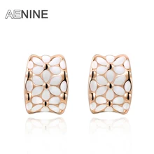 AENINE бренд розовое золото цвет масло капельного белого цветка серьги для женщин/девочек вечерние ювелирные изделия L2020409325