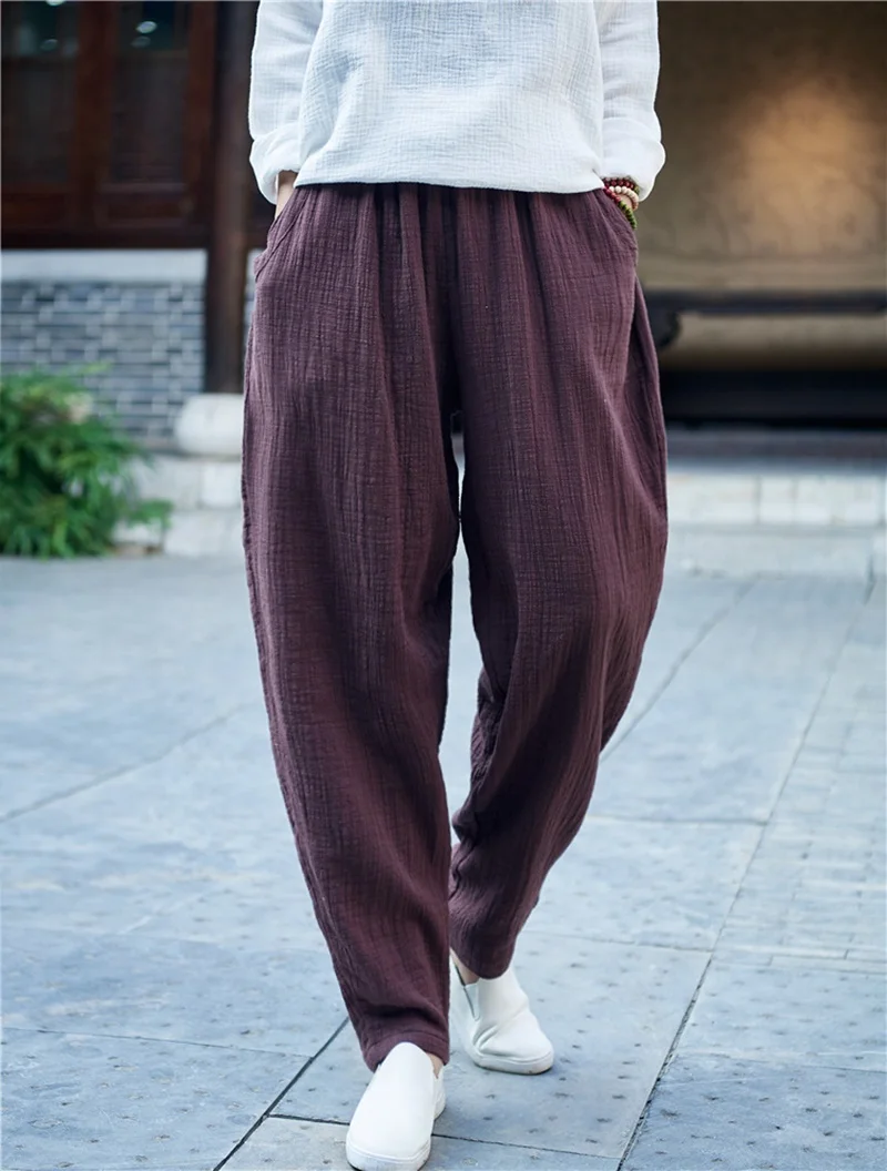 Винтажные женские брюки, весна, свободные шаровары, онлайн Китайский магазин, одноцветные эластичные традиционные штаны в китайском стиле TA1667