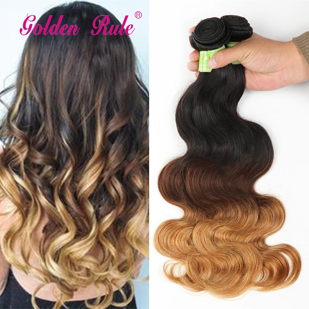 

Golden rule hair products Malaysian virgin hair Ombre color #1B #4 #27 4pcs/lot Malaysian body wave Grade 7A free shipping