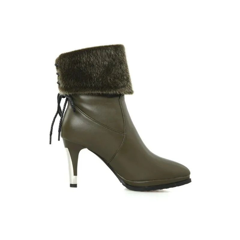 Plataforma Mujer Botas black Moda Punta Europea Piel Delgada Pu Cuero 2018 green Tacones Invierno Zapatos Calzado Brown Nueva De red Altura wPvqxcRX