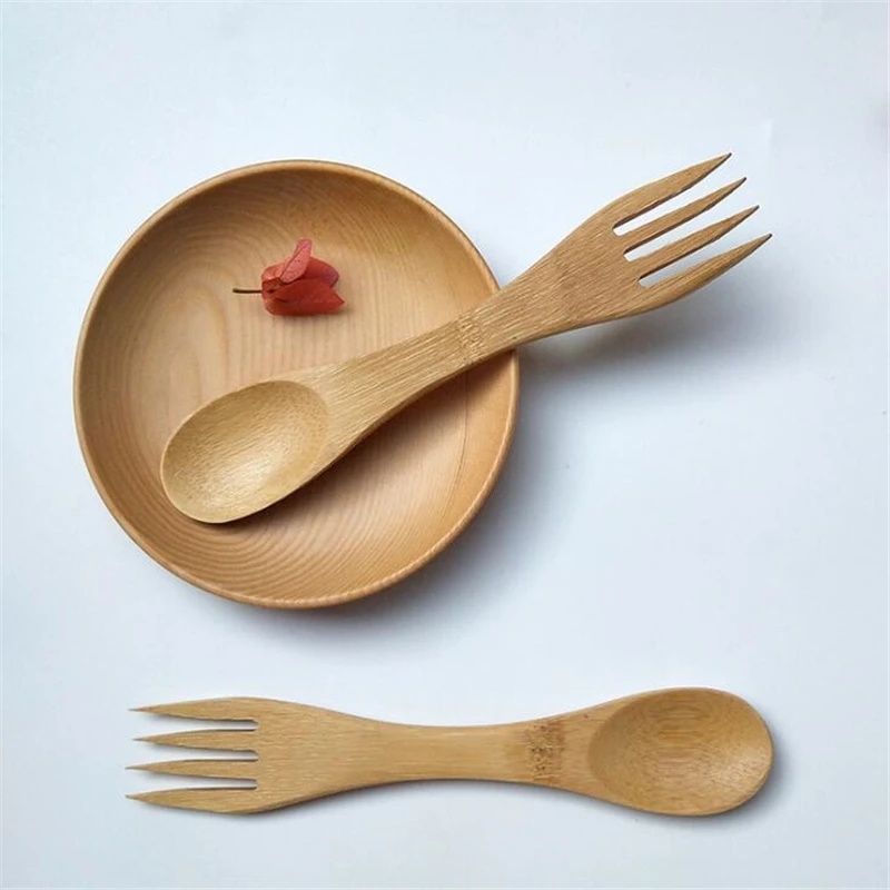 

Natural Wood Spoon Forks Stirring Scoop Coffee Multifunction Double Spoon Tableware Natural Wood Cutlery Coffee Tea Spoons