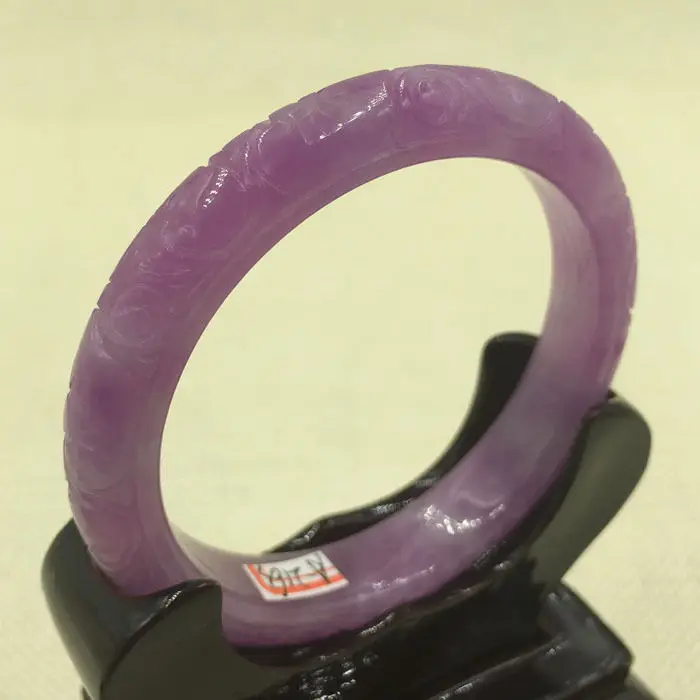 

A-2163 Chinese Hand-carved Lavende Purple Jadeite Jade Gems Bangle Bracelet 57mm 28% 10.13