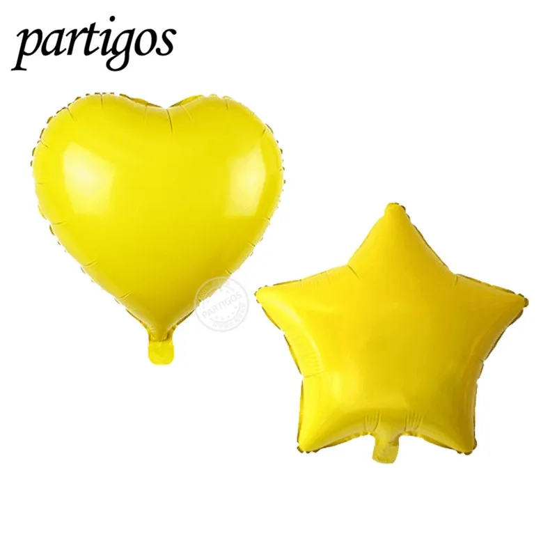

10pcs 18 inch 45*45cm yellow five-pointed star heart foil Balloons Helium Metallic pure color balls Wedding birthday party decor