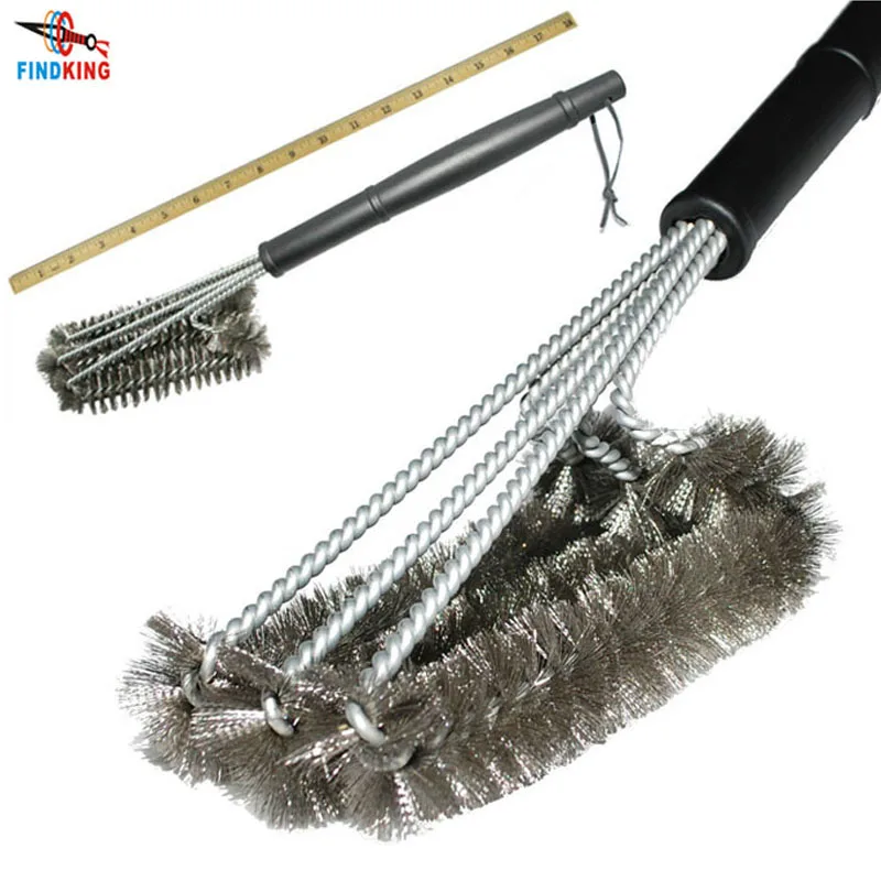 3 in 1Stainless Steel BBQ Grill Cleaning Cooking Tool Brush Outdoor Barbecue