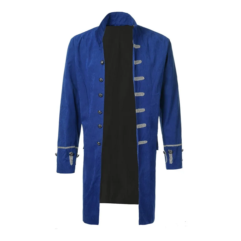 3XL мужской тонкий однобортный Длинный блейзер воротник стойка винтажная одежда лоскутные куртки плюс размер готический Блейзер masculino
