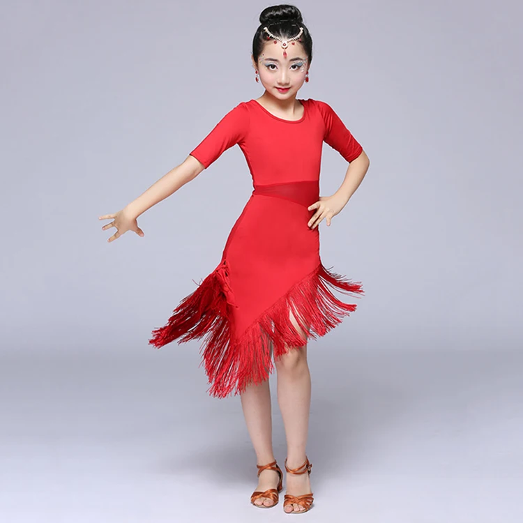 Kids Tassel Latin Dance Skirt (1)