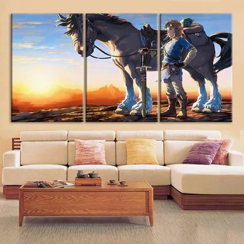 

3 Piece The Legend of Zelda Video Game Poster Wall Picture Canvas Oil Painting for Home Decor