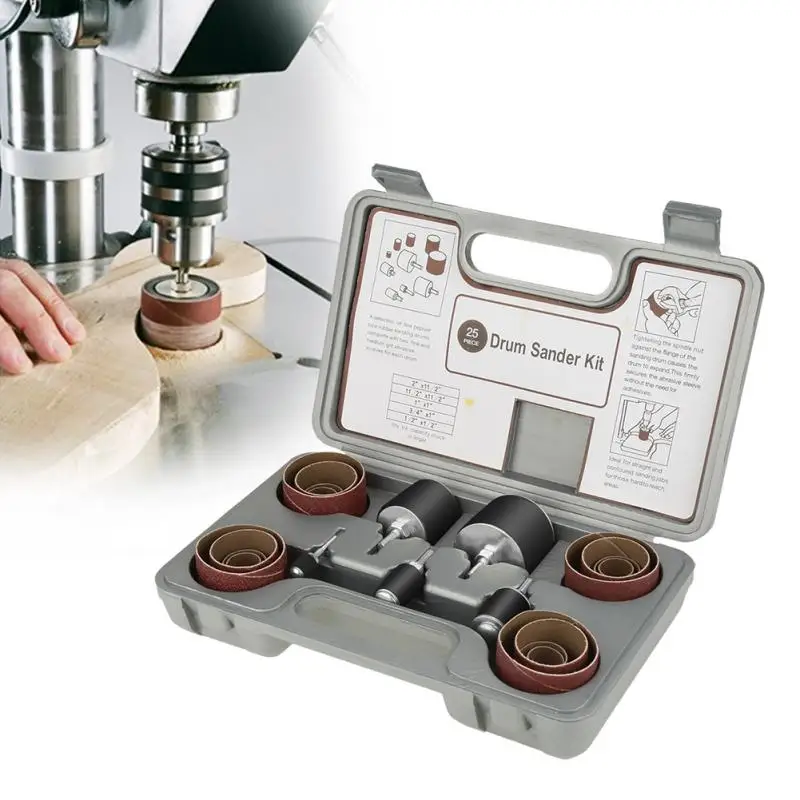 

25pcs/set Sanding Drum Kit Spindle Sanding Drum Sander Tool Kit Set with Case for Drill Press