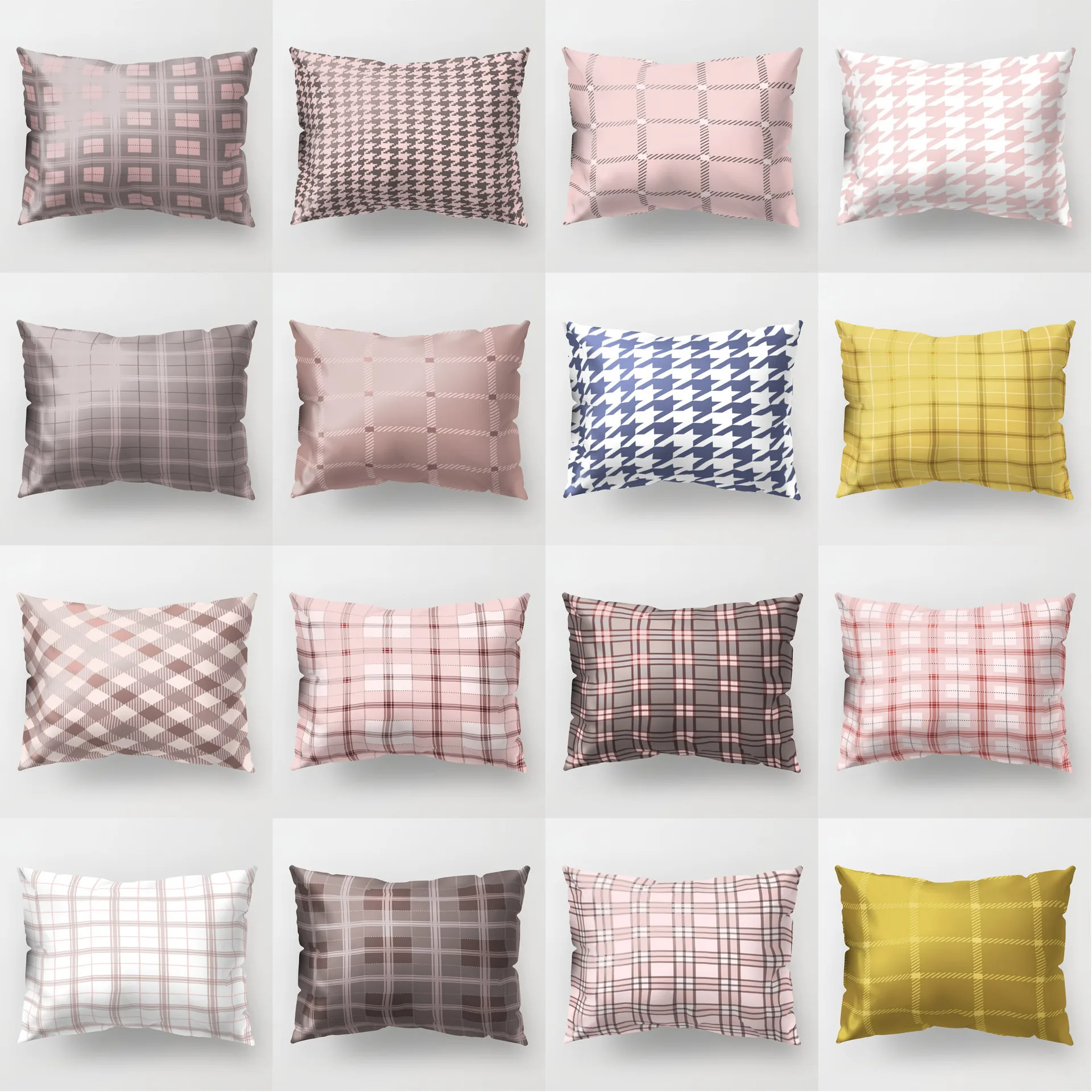 

Pink Plaid Cushion Cover Polyester Geometric Decorative Pillow Case for Sofa Car Seat Nordic Style Bedroom Home Decor 30x50cm