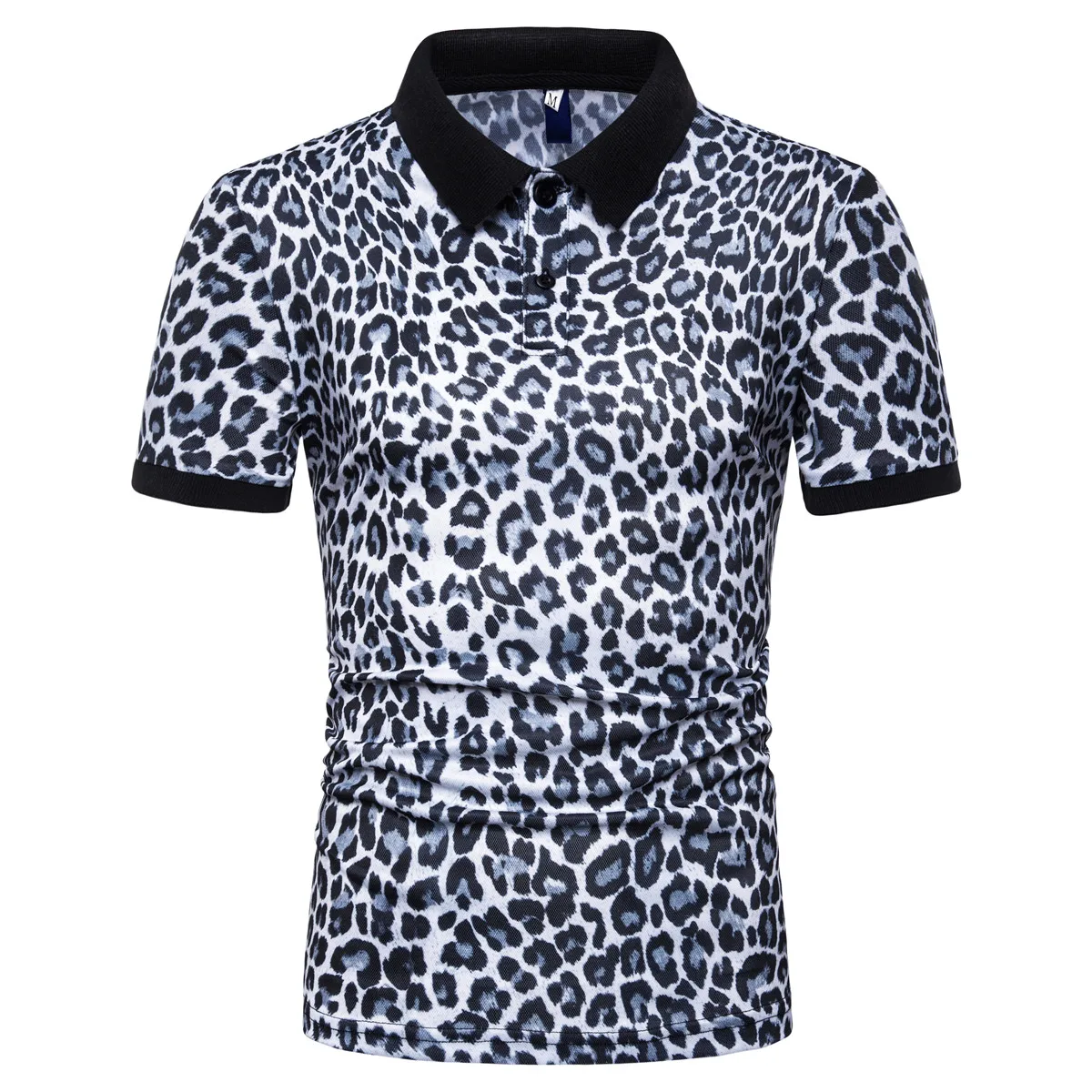 Miicoopie мужские рубашки поло с коротким рукавом модные повседневные брендовые рубашки поло с леопардовым принтом