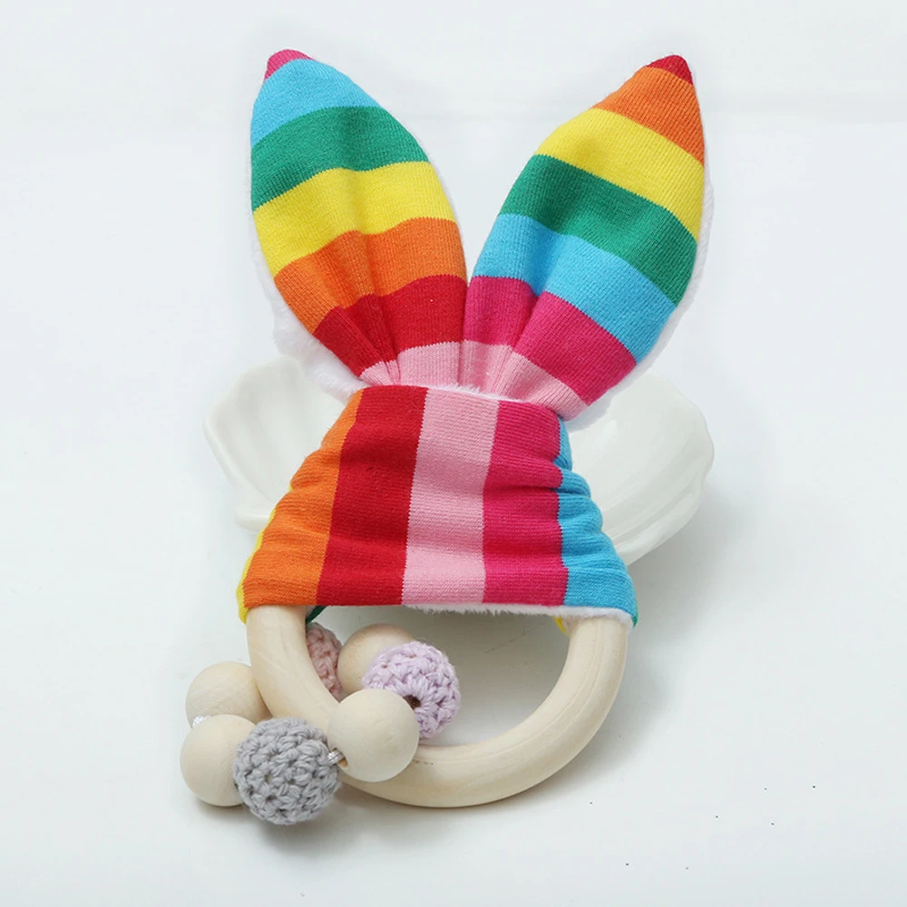 

Nordic Style Silicone Ear DIY Teething Wooden Bracelets Baby Shower Safe Teething Chain Toys Kids Room Decor Ornament