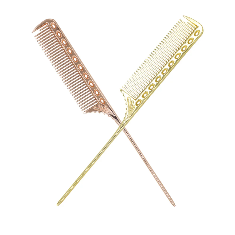 1 PCS Pro Hairdressing Titanium Tail Comb Metal Hairdresser Comb Anti