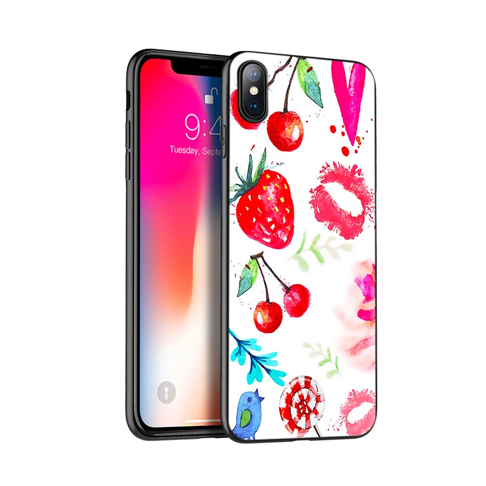 Чехол из ТПУ для iphone 5 черный силиконовый чехол 6 6s 7 8 plus x 10 XR XS 11 pro MAX с фруктами