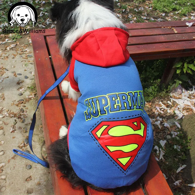 Bruce&Williams Large Dog Clothes Superman Big Dog Coat Hoodies Sport