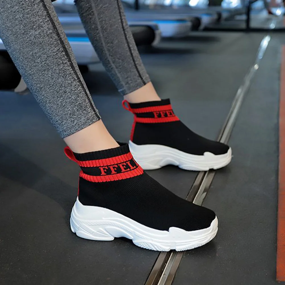 Rouge Stretch Chaussettes Élastique Tissu Chaussures Nouveau Pour Femmes Fond À Rond Plat Respirant blanc Casual 2018 4qwg6xBx